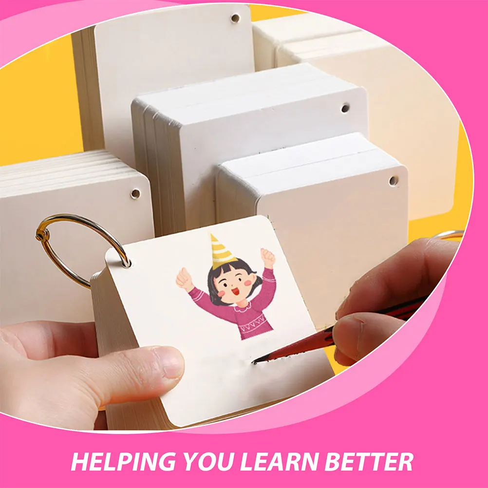 300 แผ่น Memorandum บัตรเปล่าเด็กสีขาวหมายเหตุการ์ดกระดาษแฟลชสําหรับศึกษา