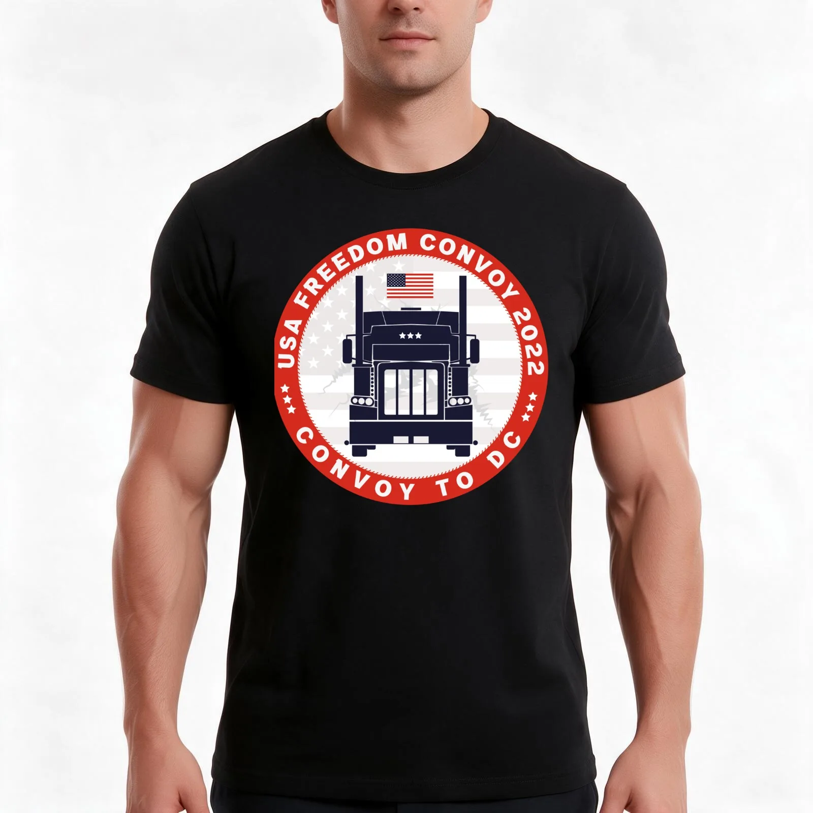 Freedom USA Convoy 2022 T-Shirt Summer Casual Cotton Tee Oversized Streetwear Tops Vintage Graphic Print Unisex Men Women