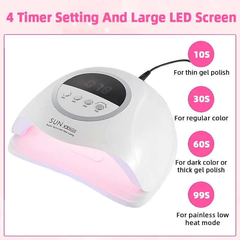 SUN X20 MAX-lámpara UV de uñas para secado de todo tipo de esmaltes en Gel, 320W, 72LED, con pantalla LED, para salón de manicura