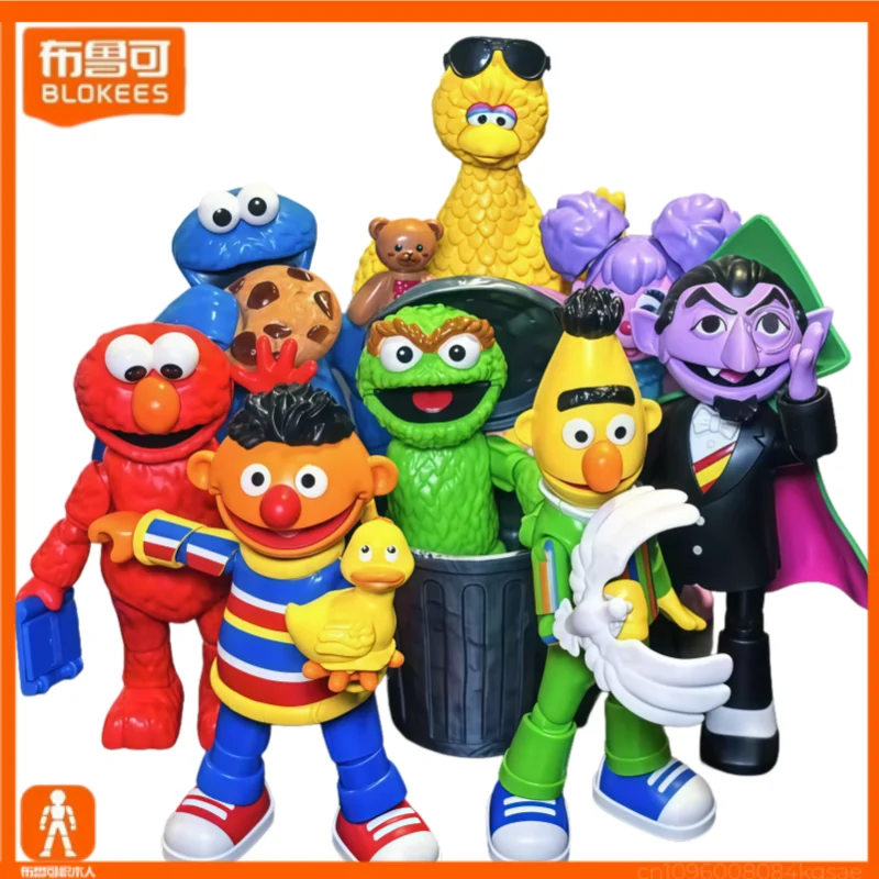 

Blokees Sesame Street Building Blocks Cookie Monster Assembled Mobile Model Toy Character Collection Children's Christmas Gift