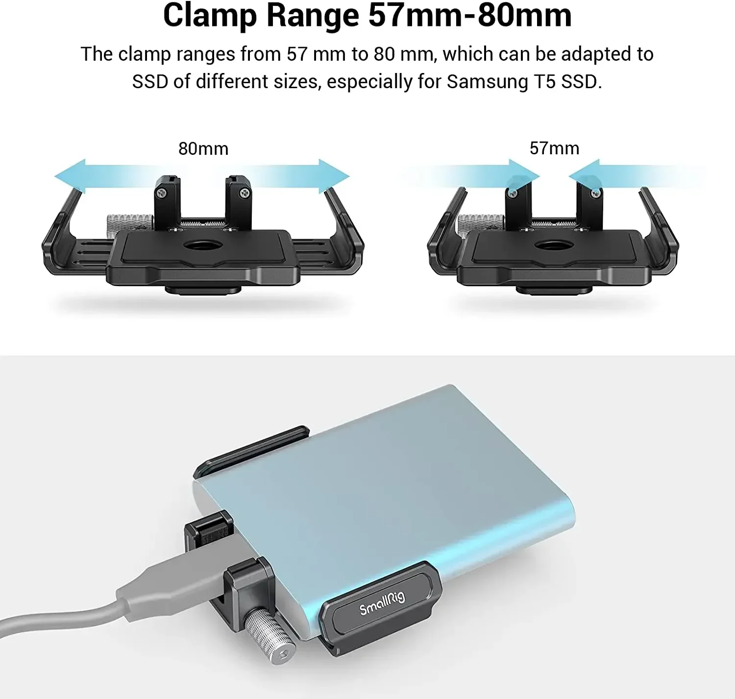 

SmallRig T5/T7 SSD Mount For SmallRig Cage BMPCC 6K PRO For Samsung T5/T7 SSD 3272