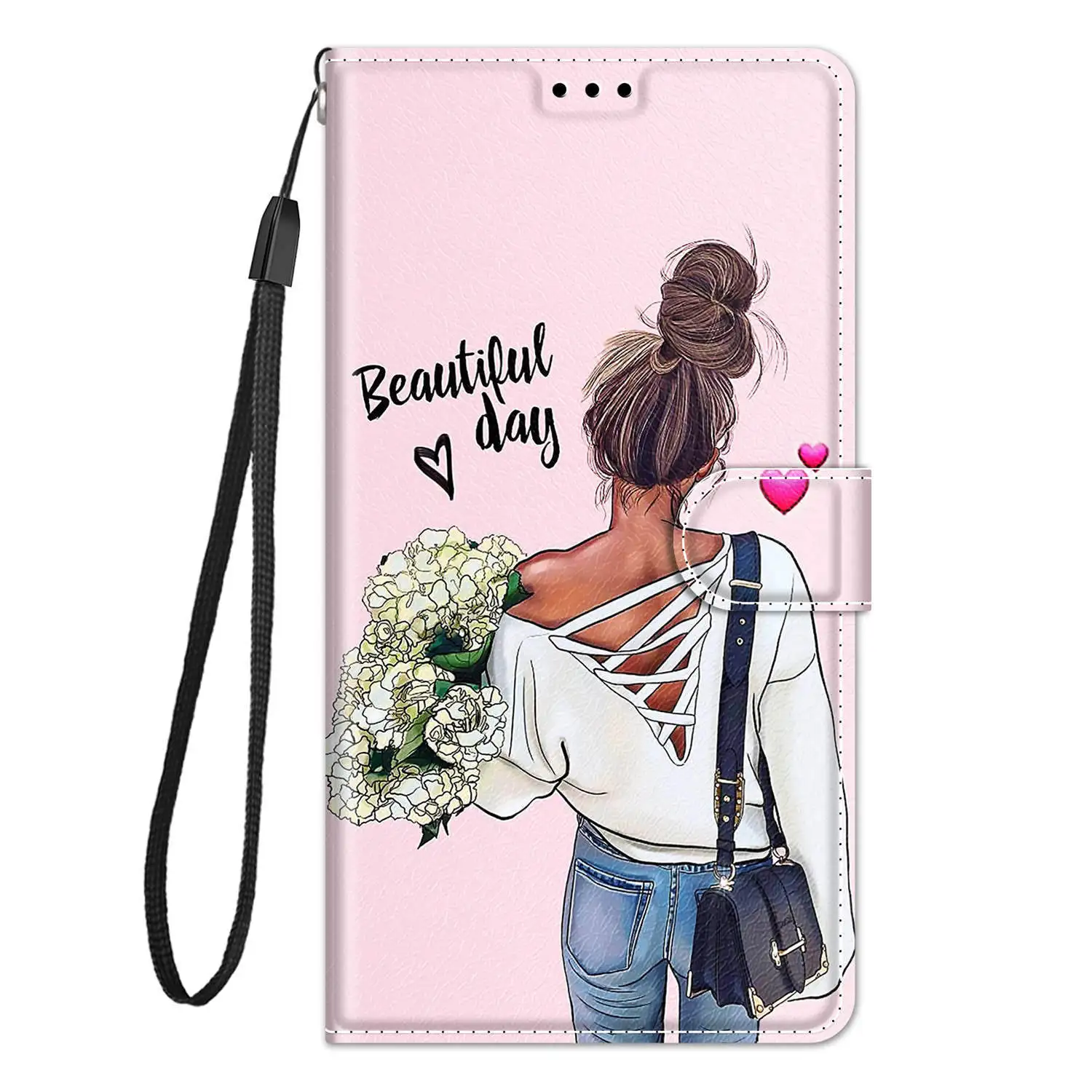 Etui Flip Leather Phone Case For OPPO A53 A53S A54 A74 A94 A36 A76 A96 A57 A77 Fasion Girl Wallet Card Holder Stand Book Cover