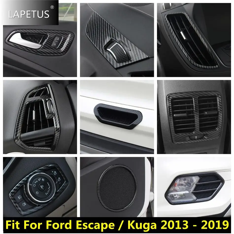 Head Lights / Door Speaker / Gear / Front Fog Lights Cover Trim For Ford Escape / Kuga 2013 - 2019 Car Carbon Fiber Accessories