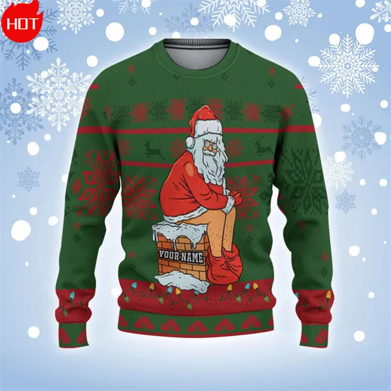 Sweater pria motif 3D Natal, baju Sweater pria natal jelek, Sweater modis baru dalam Sweater jelek, baju Jumper natal untuk pria