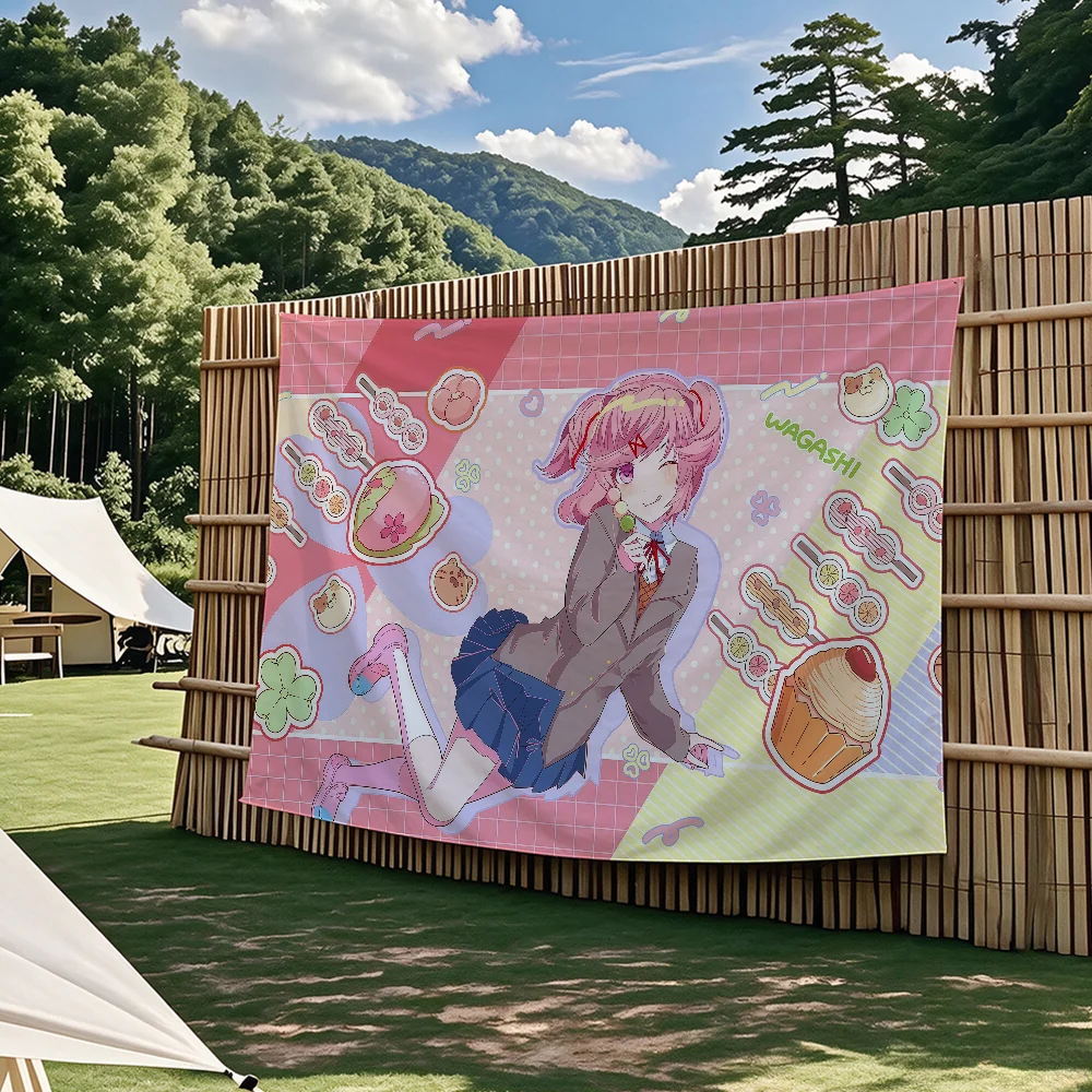 DDLC Anime Game Niedliche Flaggen-Wandteppiche für Partys im Freien, Schlafzimmer, Wohnzimmer, Studentenzimmer, Wanddekoration, Banner, Geschenke – Detail 6