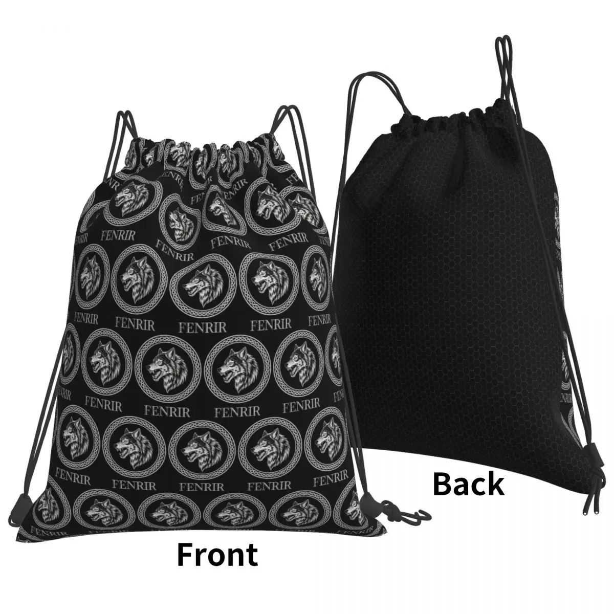 Fenrir Wolf Norse Mythology Celtic Knot Backpacks Casual Drawstring Bags Sports Bag Book Bags for Travel School