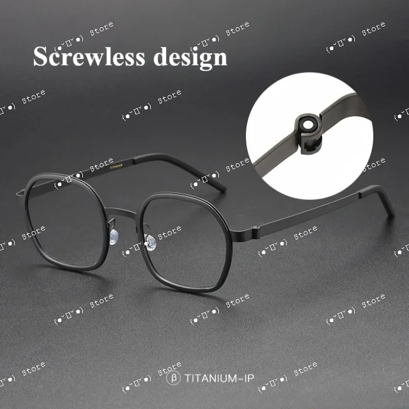 

Denmark Pure Titanium Screwless Eyewear Men's Ultra Light Square Vintage Eyeglasses Prescription Frames Male no screws spectacle