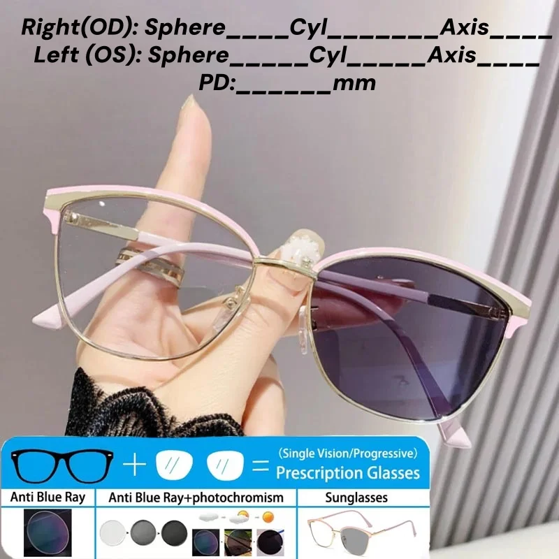 

Модные фотохромные очки CatEye по рецепту, унисекс, очки для близорукости, анти-синий свет, фотохромные оптические очки для женщин и мужчин