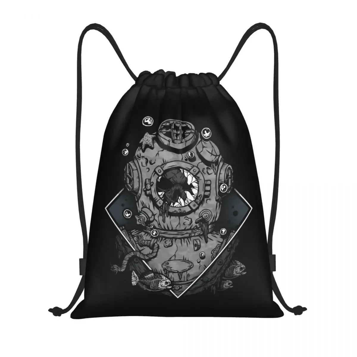 Custom Scuba  Skull awstring Backpack Bags Men Lightweight Occult Forgetfulness Gym Sports Sackpack Sacks For Shopping