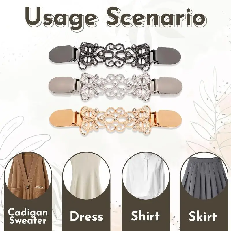 3/4/6Pcs Retro Clothing Cinch Clips Non-slip Sweater Shawl Fasteners for Women Shirts Scarves Party Outfits