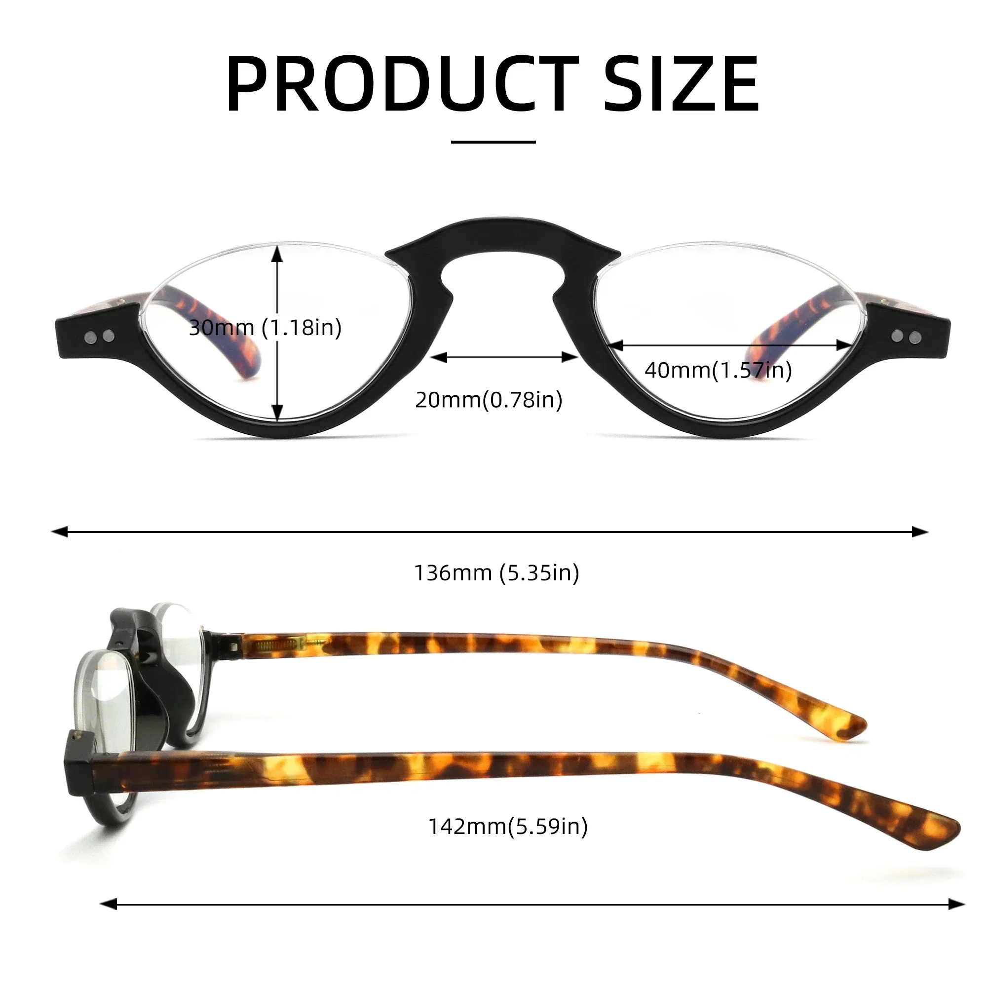 IENJOY Half Frame Anti-blue Reading Glasses Women with Spring Hinge Eyeglasses Magnifier Presbyopic Glasses for Men 1.0 2.0 3.0