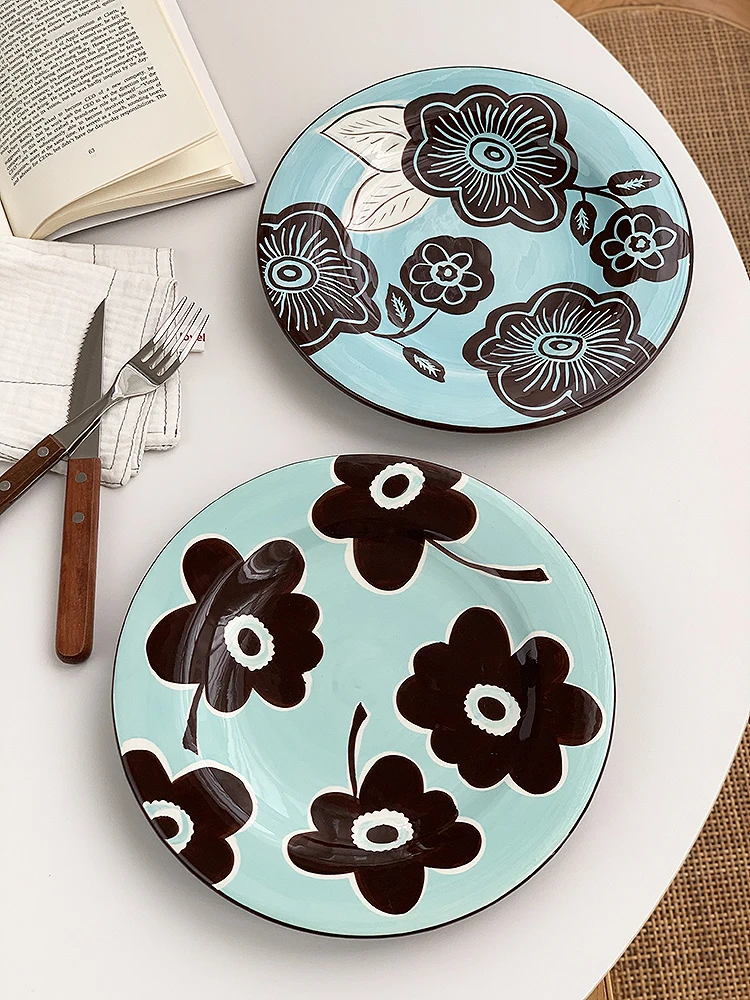 

Anmuli Nordic Country Винтаж Ручная роспись Цветок под глазурью Cerc Обеденная тарелка в стиле вестерн Ele Plant Цветочный дизайн Diware