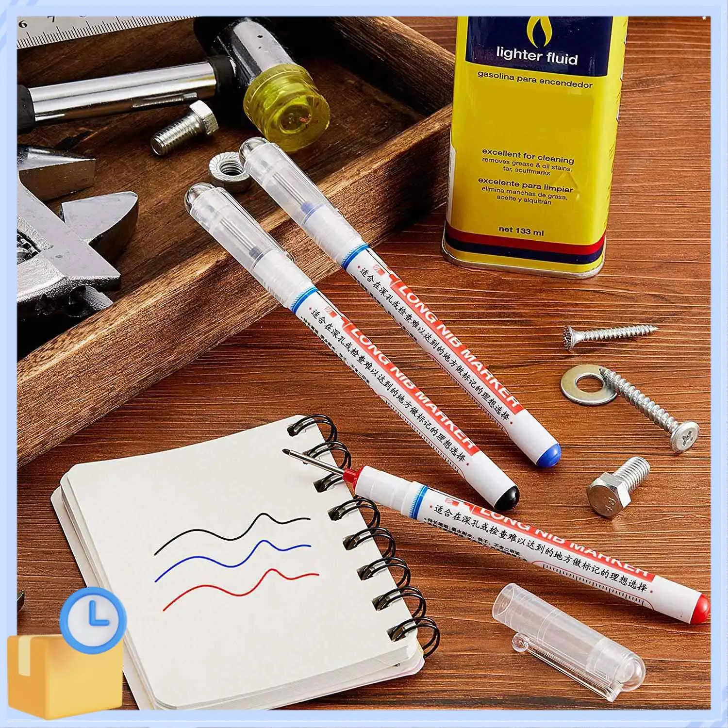 Popular 6Pcs Long Head Deep Hole Marker Multifunction Long Nosed Marker Deep Drill Hole Carpenter Mark Waterproof Marker Pen
