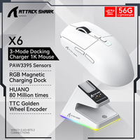 Attack Shark X6 Wireless Mouse Paw3395 Tri-Mode Wired 2.4g Bt5.2 Connections Rgb Touch Magnetic Charging Base Macro Gaming Mouse