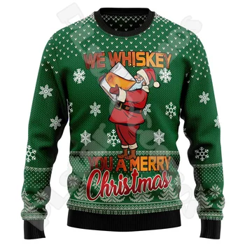 Pull à Manches sulfpour Halloween et Noël, Imprimé 3D, Harajuku, Graffiti, Vintage, Rétro, Hiver, Amusant, 5