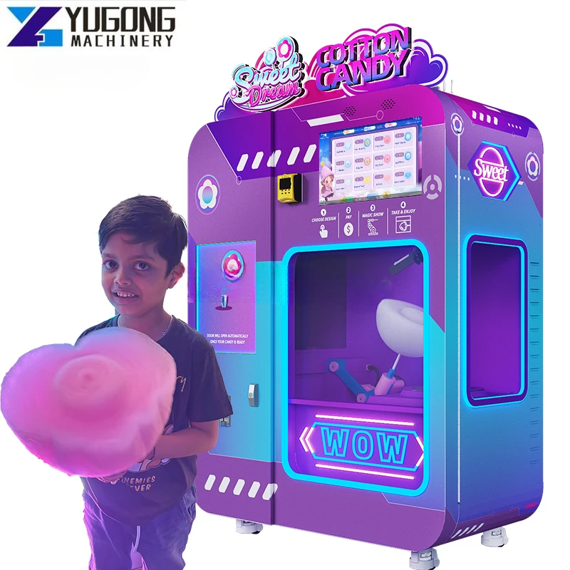 YG Hot Selling Professional Fully Automatic Cotton Candy Vending Machine Factory Made with 1-Year Warranty