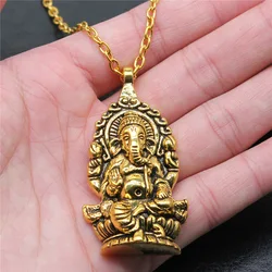 3 Colors 62x32mm Ganesha Buddha Elephant S Pendant Necklace For Women Men Punk Hiphop Long Chain Necklace Jewelry Accessories