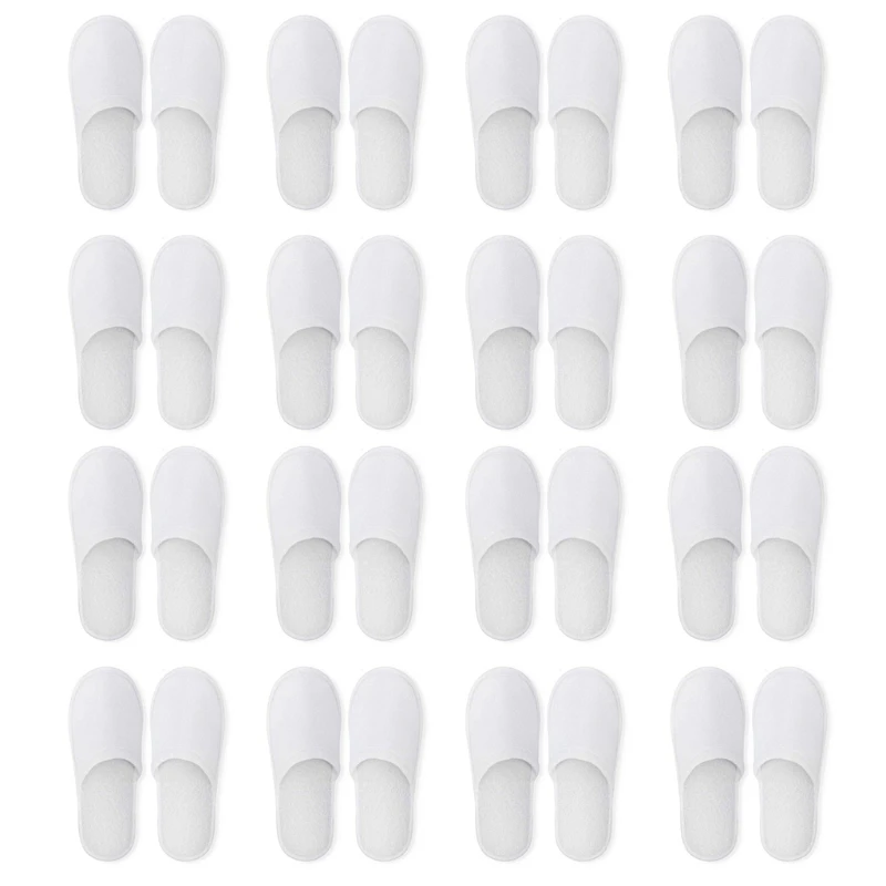 

12 Pairs Spa Slippers Guest Slippers Non-slip Washable for Hotel Travel(WHITE)