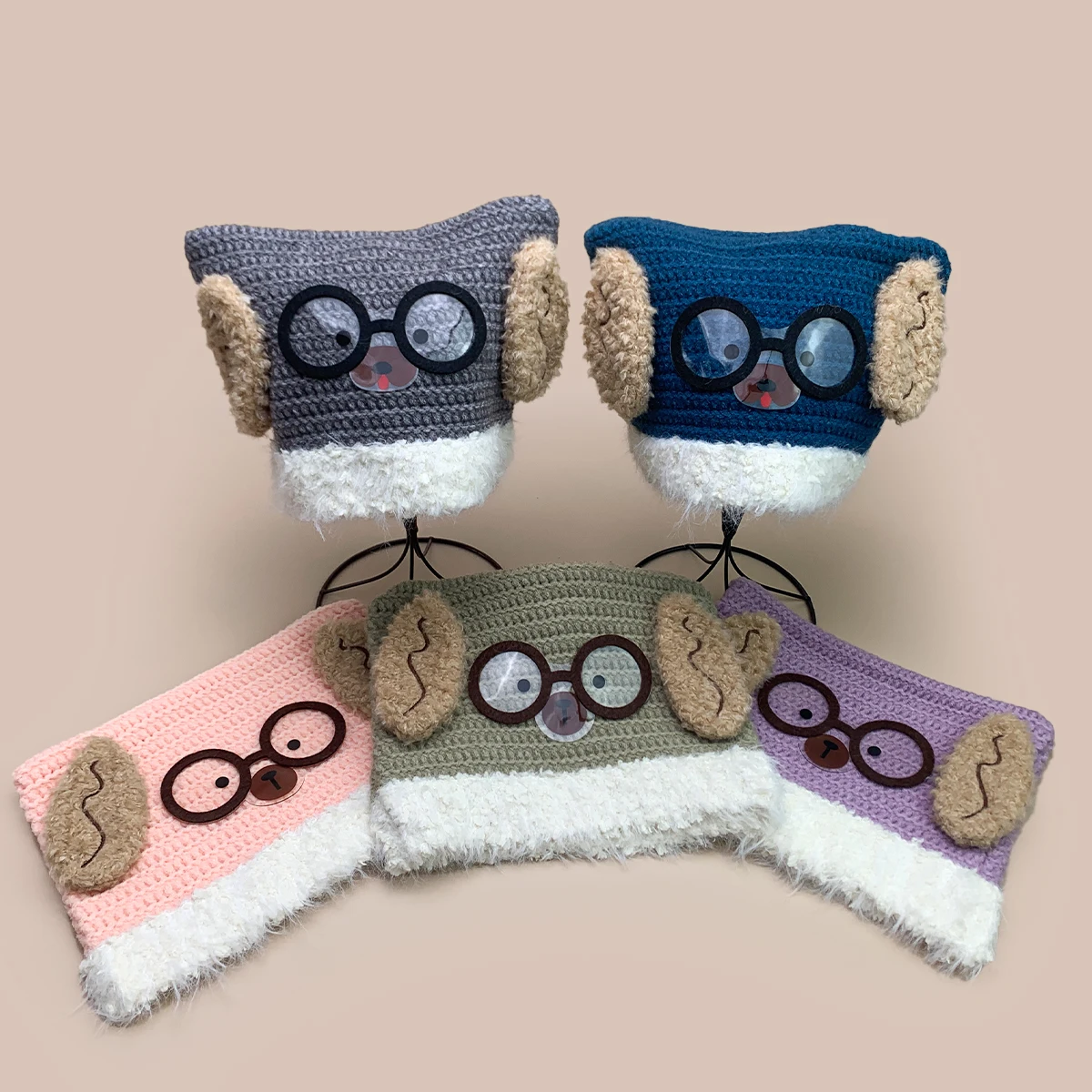 

Casual Funny Cute Glasses Chef Puppy Ears Knitted Hats New Men Women Warm Korean Fashion Cartoon Versatile Outdoor ins Beanies