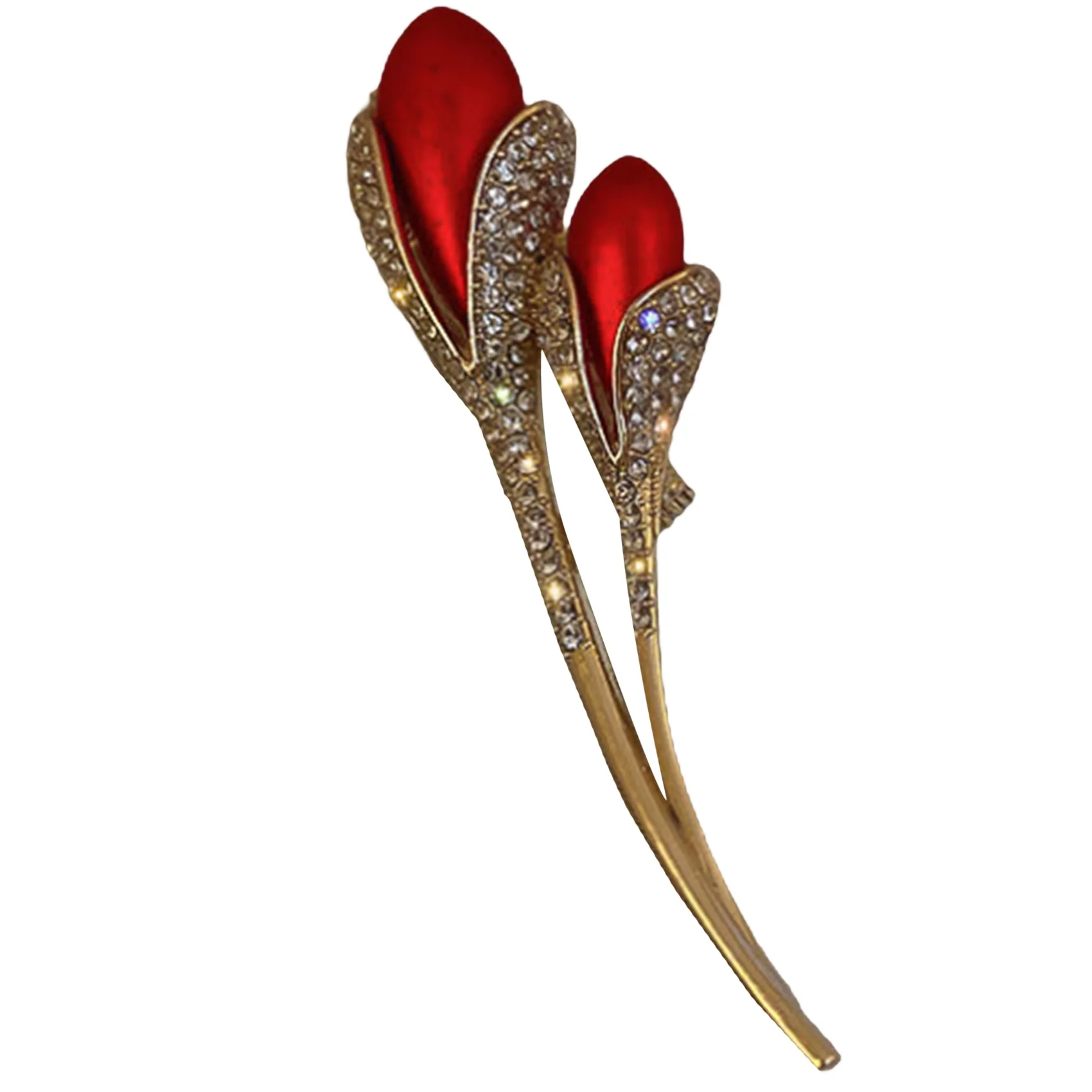 Red Tulip Flower Brooches for Women Elegant Tulip Flower Lapel Pins Wedding Party Badge Jewelry Metal Color: 4