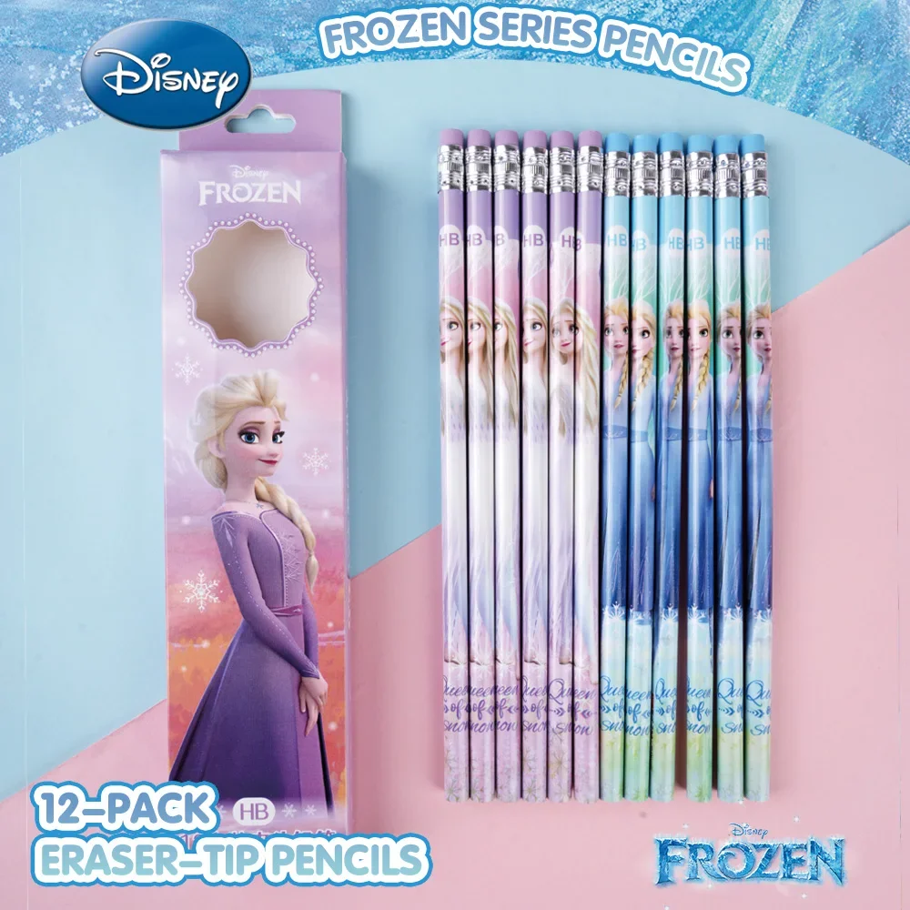 Disney Frozen Princess Elsa HB Pencil, Wooden Rod Pencil With Rubber Head, Birthday Gift, Writing Pencil，Office Supplies