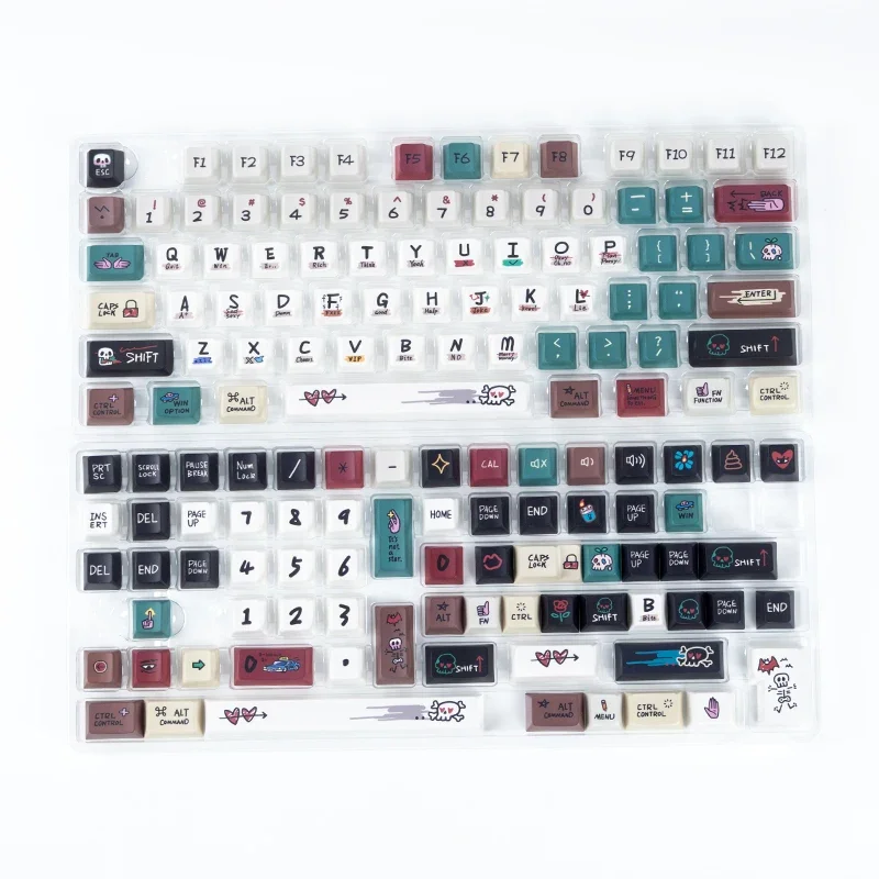 PIIFOX《Scrawl》Keycaps PBT Original Profile Height Five-sided Heat-sublimation 144 Keys Keyboard Replacement Parts DIY Accessory