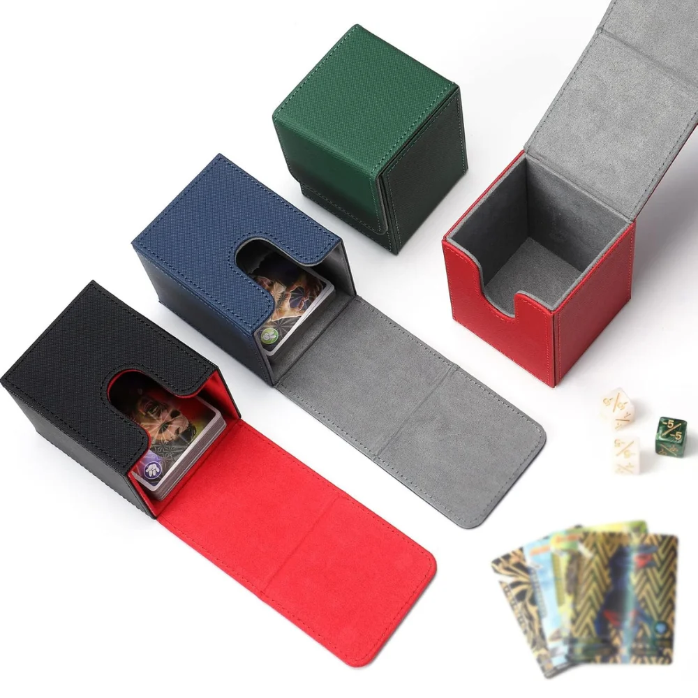 

Органайзер для коллекционных карт, коробка для хранения карт, вмещает более 100 карт в индивидуальных защитных пакетах, из искусственной кожи с магнитной застежкой для карт Magic и TCG.