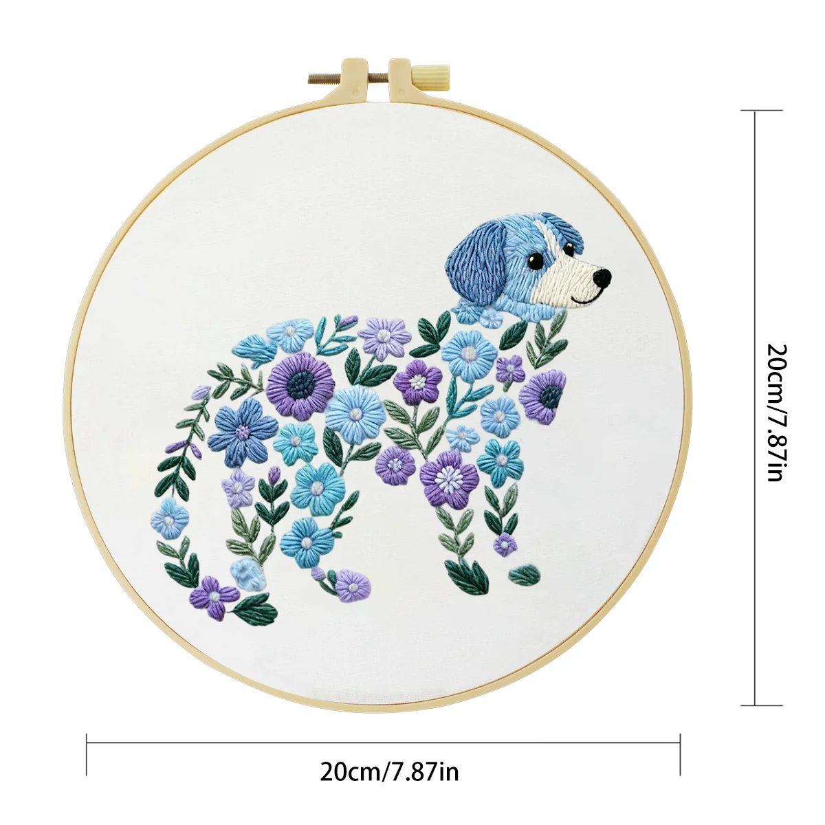 1 Stück 20X20CM/15X15CM 7,87/6,3 Zoll Hundestickerei-Starter-Kit DIY-Kit DIY-Stickerei-Set Handarbeiten Nähkunst Malerei – Detail 3
