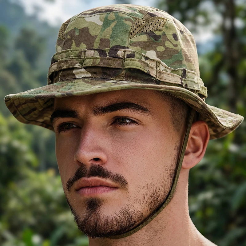 2026 Neue Tarnmütze für Taktik-Enthusiasten mit quadratischer Tasche, Outdoor-Bucket-Hut, Benny-Hut, Multicam, Angeln, Wandern, Outdoor-Sonnenhut – Detail 1