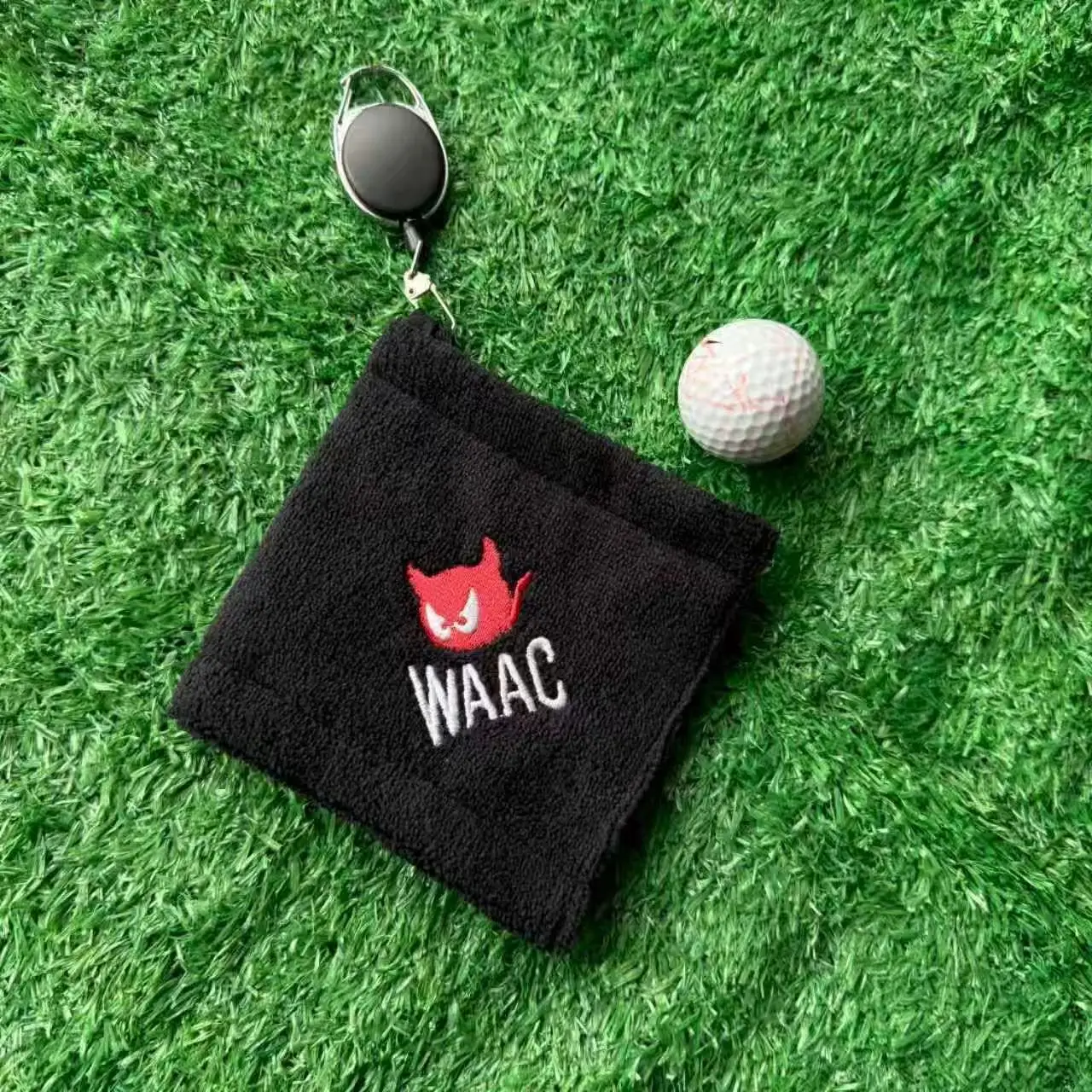 25 منشفة كرة جولف جديدة مطرزة بطباعة وحش مع خطاف قابل للسحب - أداة تنظيف المناشف والنادي #2