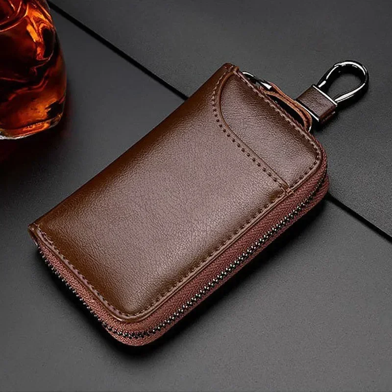 New Fashion Genuine Leather Car Key Bag Case Wallet Holder Chain Smart Leather Keychain Car Key Holder Key Pouch Organizer