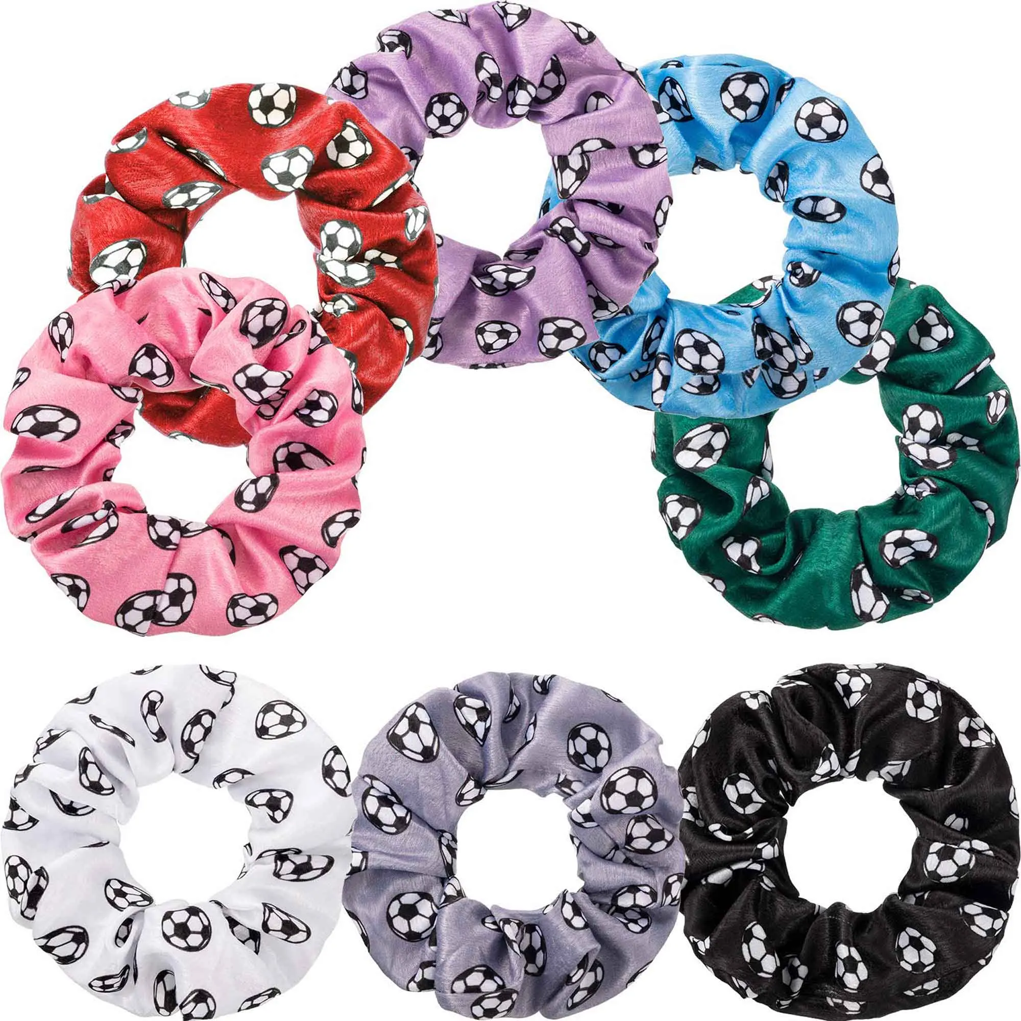 5/20pcs 8Color Silk Satin Football Scrunchies Girl Sports Elastic Rubber Band Accessories Headwear Hair Tie Ponytail