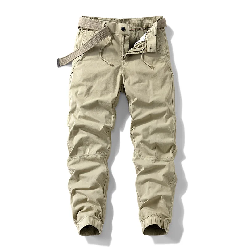 Mens Stretchy Cargo Jogger Pants 2026 Fashion Straight Leg Elastic Waist Casual Work Pants with Belt ComfortableTrousers for Man
