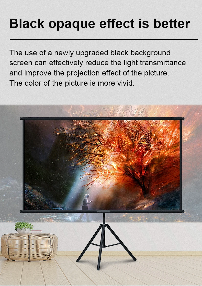 LEJIADA Neue Einzelhalterung Wandmontage 2-in-1 Projektorleinwand Outdoor Heim Tragbar Faltbar Bohrfrei 60/84/100/120 Zoll – Detail 6