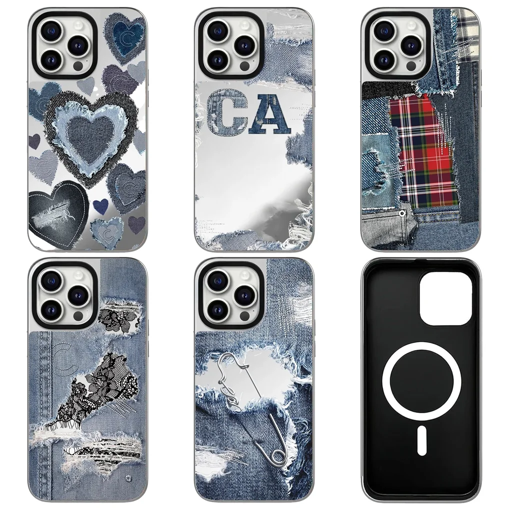 

Ripped Jeans Silver Border Mirror Surface IPhone 12 13 14 15 16 Pro Max Case - Protective IPhone Case
