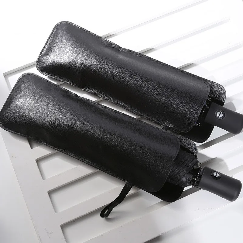 100Pcs PU Black Leather Umbrella Case Cover Soft Storage Umbrella Pocket Portable Package Bag