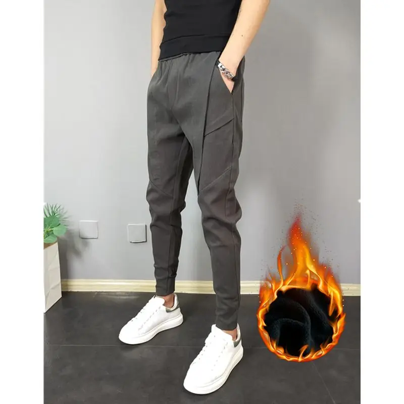 Winter Koreaanse Heren Designer Heren Golf Joggingbroek Fleece Gevoerde Geborstelde Broek Mannen Dikker Pluche Harun Crus Pedis Joggingbroek