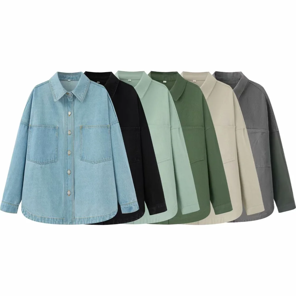 

UNIZERA women's denim washed jacket shirt with collar and buckle decoration for spring and summer new casual women's wear