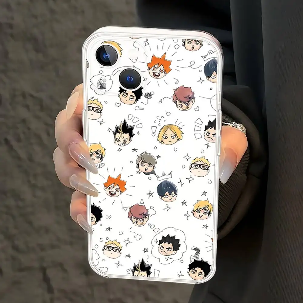 Amine H-Haikyuu-s جراب هاتف آيفون 17 16 15 11 13 14 برو ماكس 7 8 زائد X Xr Xs ماكس Se2020 12 غطاء شفاف صغير