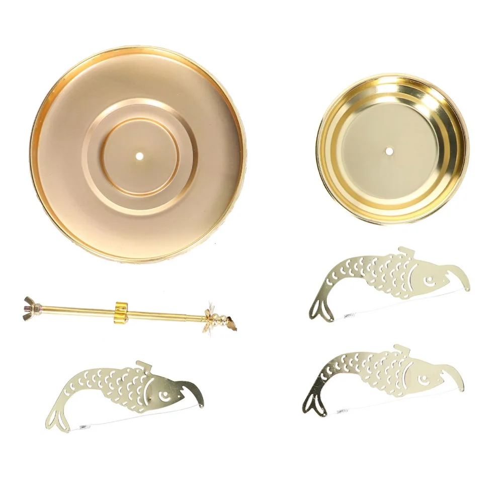 Decorative Stainless Steel Coil Incense Stand Three-fish Golden Incense Holder Sturdy Multi-purpose Incense Rack Outdoor Use