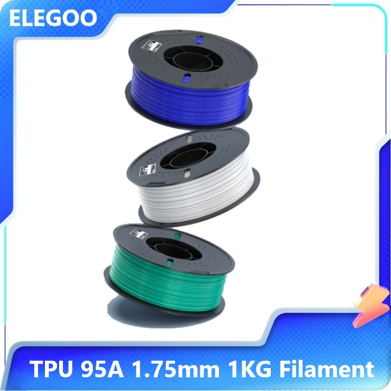 ELEGOO TPU 95A Filament 1,75mm 1kg/Rolle 3D-Drucker Shore-Härte Flexibel Hohe Elastizität für die meisten FDM-Drucker DIY-Handyhüllen.