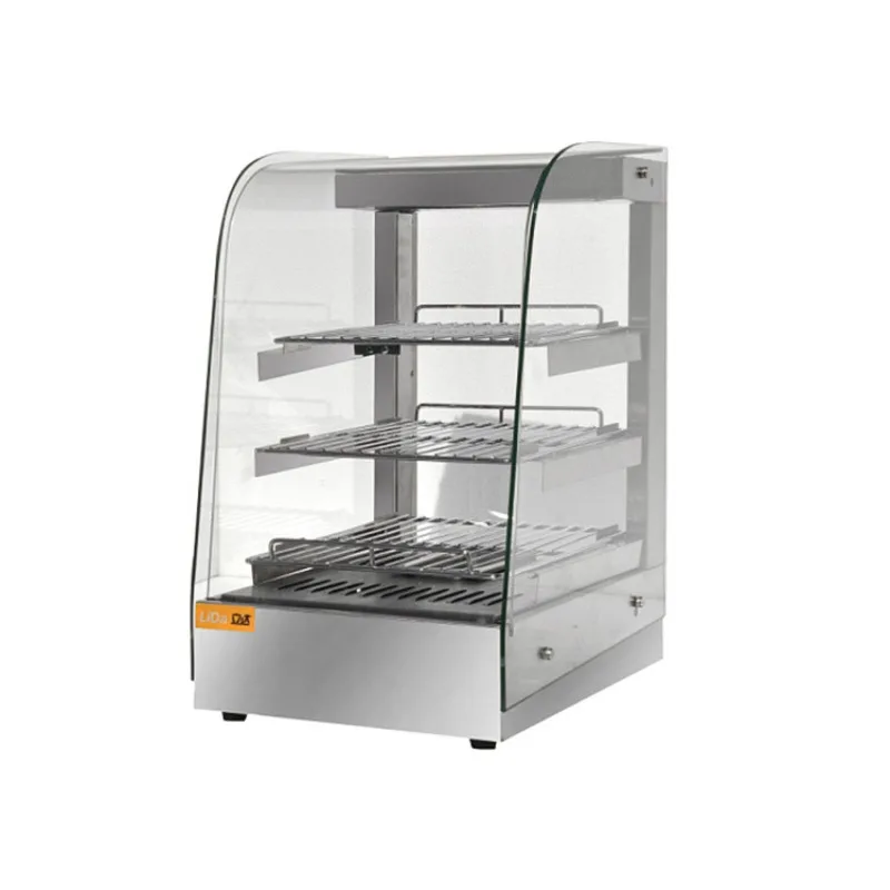 Gabinete de termostato de aislamiento de tarta de huevo de comida de escritorio de hamburguesa KFC cocido con pantalla de aislamiento comercial