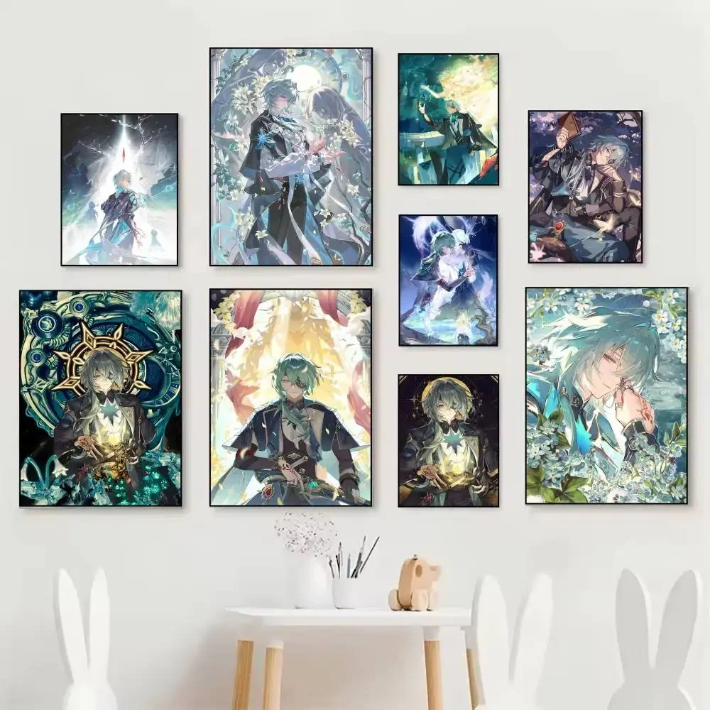 Game Honkai Star Rail Anime Anaxa Posters Self Adhesive Waterproof Ideal For Living Room Bedroom Bar Decoration