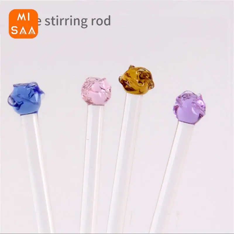 Coffee Stirring Spoon Healthy Material Personality Fashion Lovable Colored Glass Stirring Rod Creative Idea Beverage Mixing Rod