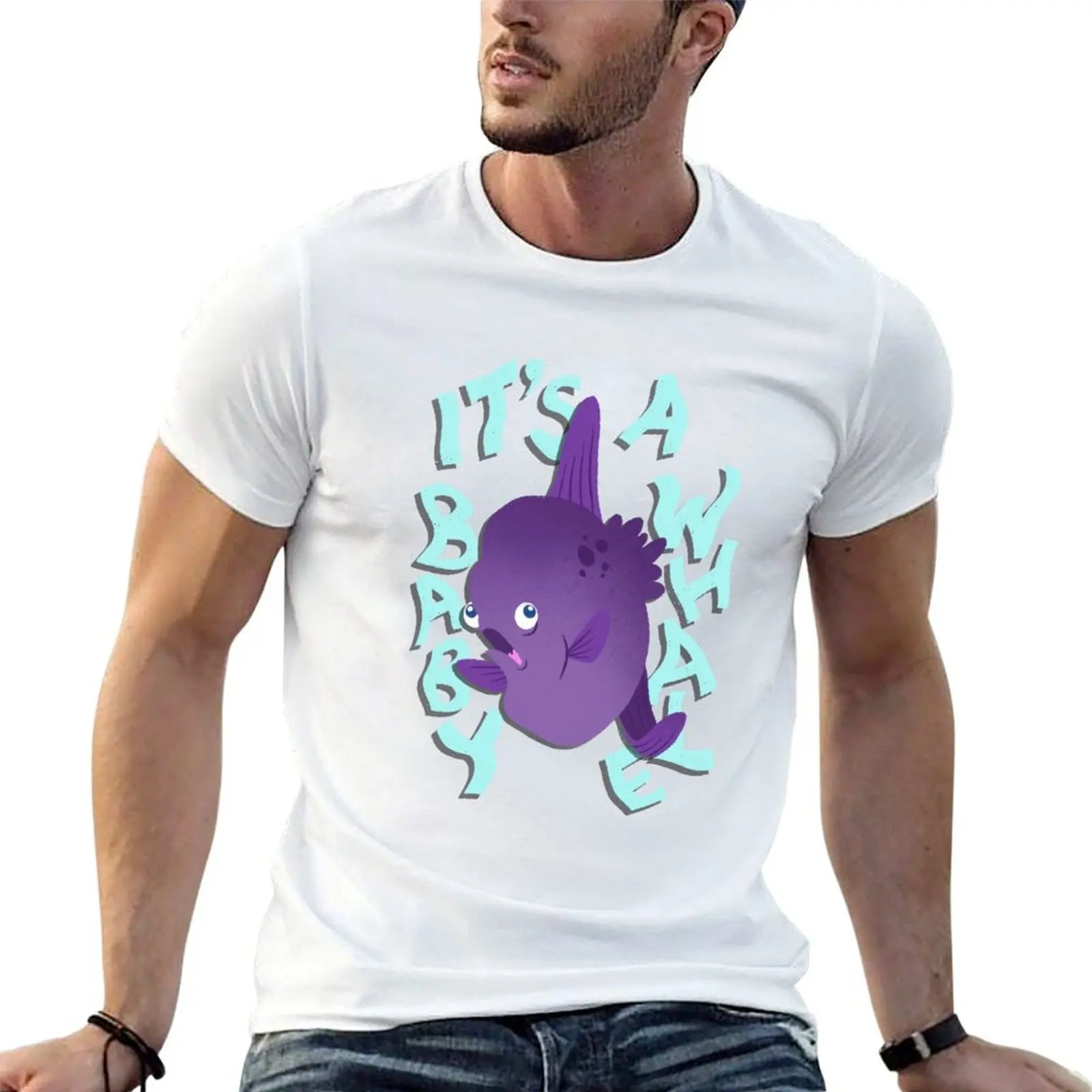 Camiseta Mola Mola (Não é um bebê baleia) camiseta de algodão masculina, pacote de camisetas para homem, camiseta gráfica vintage