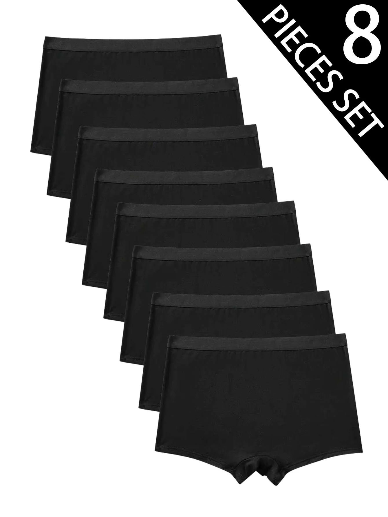 8-Pack Pure Black Basic Comfortable Breathable Teen Boys Underwear 13-16 Years Old Mid-Term Large Size Assorted Boxer Briefs