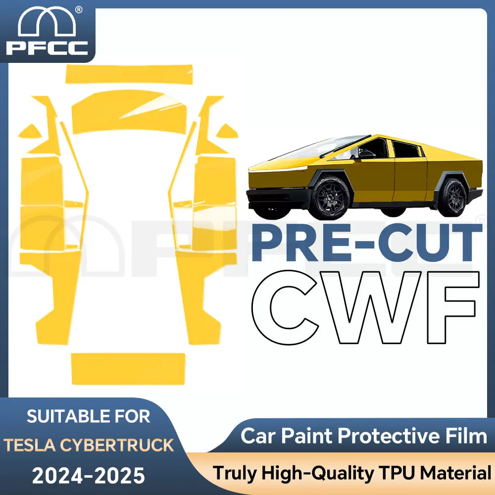 

For Tesla Cybertruck 2024-2026 Entire Set PET Matte Black Color Change Paint Protection Film Anti-Scratch Car Accessories ﻿