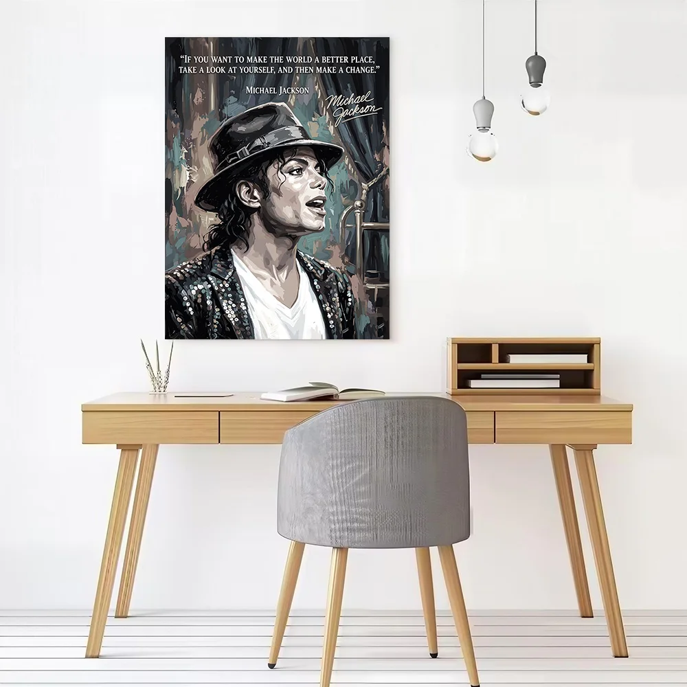 Michael Jackson Inspirational Quote Canvas Poster Wall Art Customizable High Quality Printed Picture for Decor Room Bedroom Home