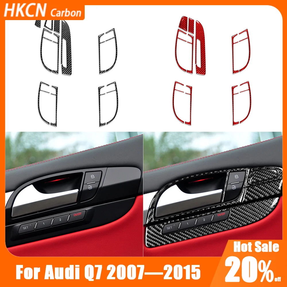 

For Audi Q7 4L 2007—2015 Carbon Fiber Car Accessories Inner Door Puller Handle Panel Interior Cover Trim Sticker Modification
