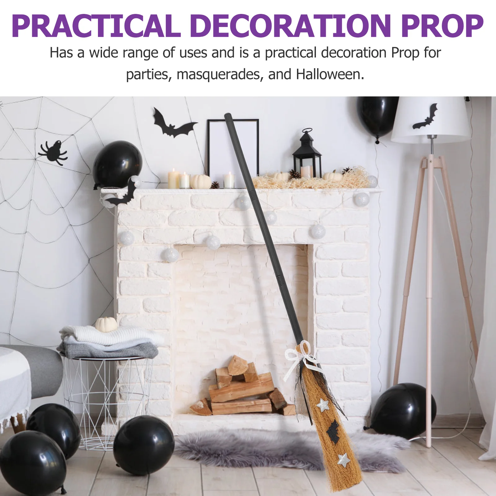 

Halloween Witch Broom Prop Party Cosplay Accessory Costume Ornament For Kids Adults Roleplay Masquerade Besom Decoration Home